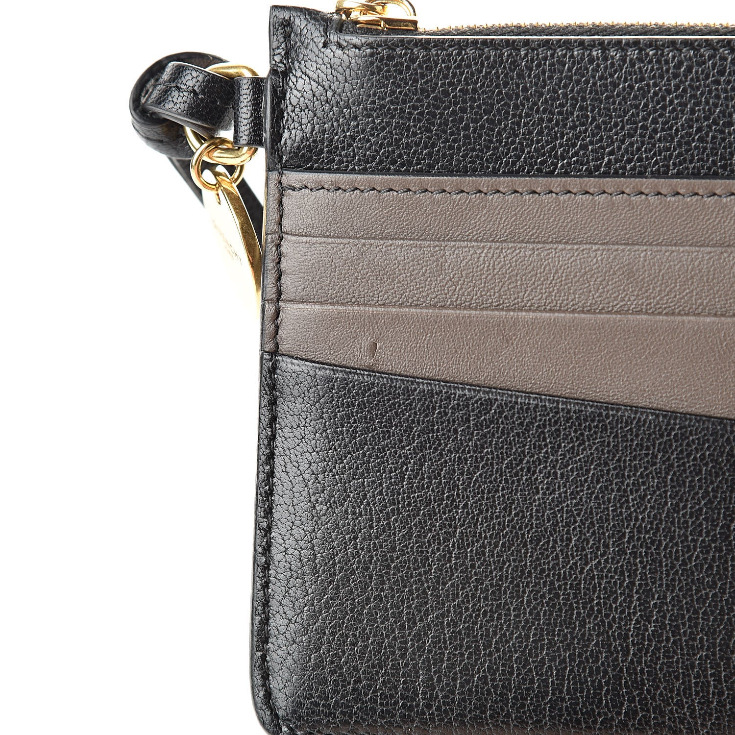 Givenchy Calfskin GV3 Wristlet Zip Card Holder Black Grey 10 of 10
