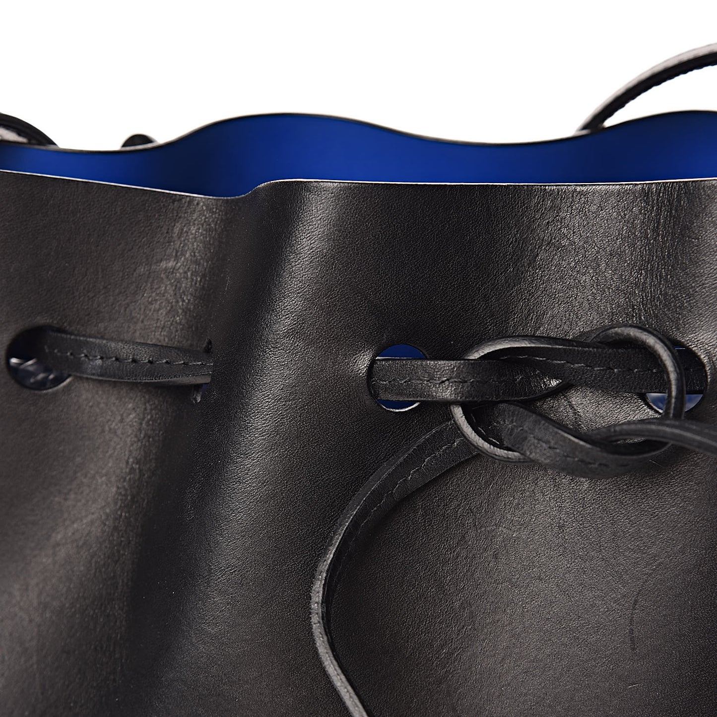 Calfskin Mini Bucket Bag Black Royal Blu