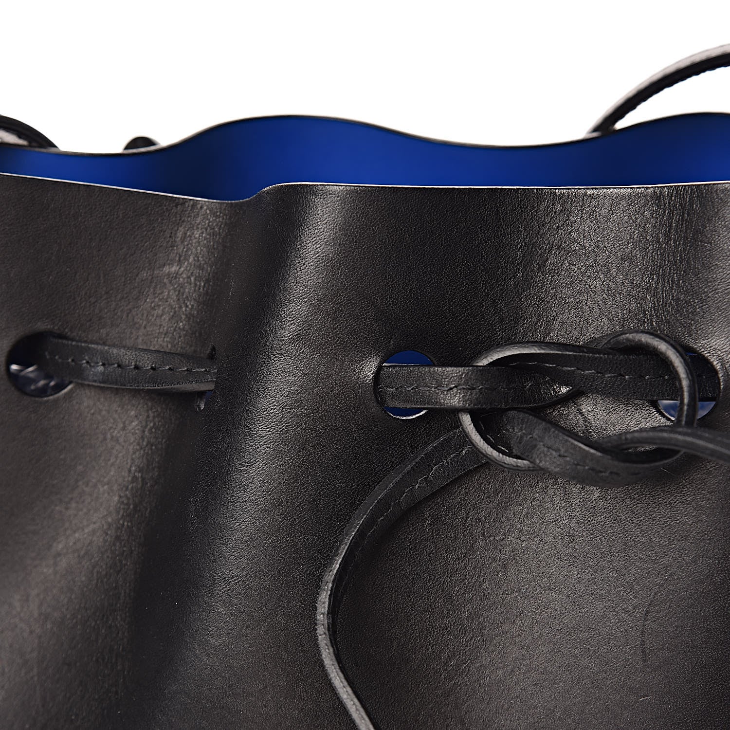 Mansur Gavriel Calfskin Mini Bucket Bag Black Royal Blu 7 of 10