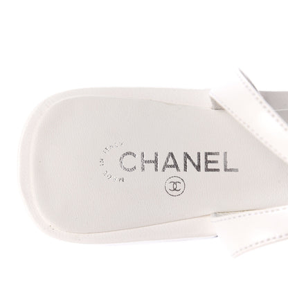 Chanel Lambskin Cap Toe CC Slingback Sandals 38.5 White Black 6 of 10