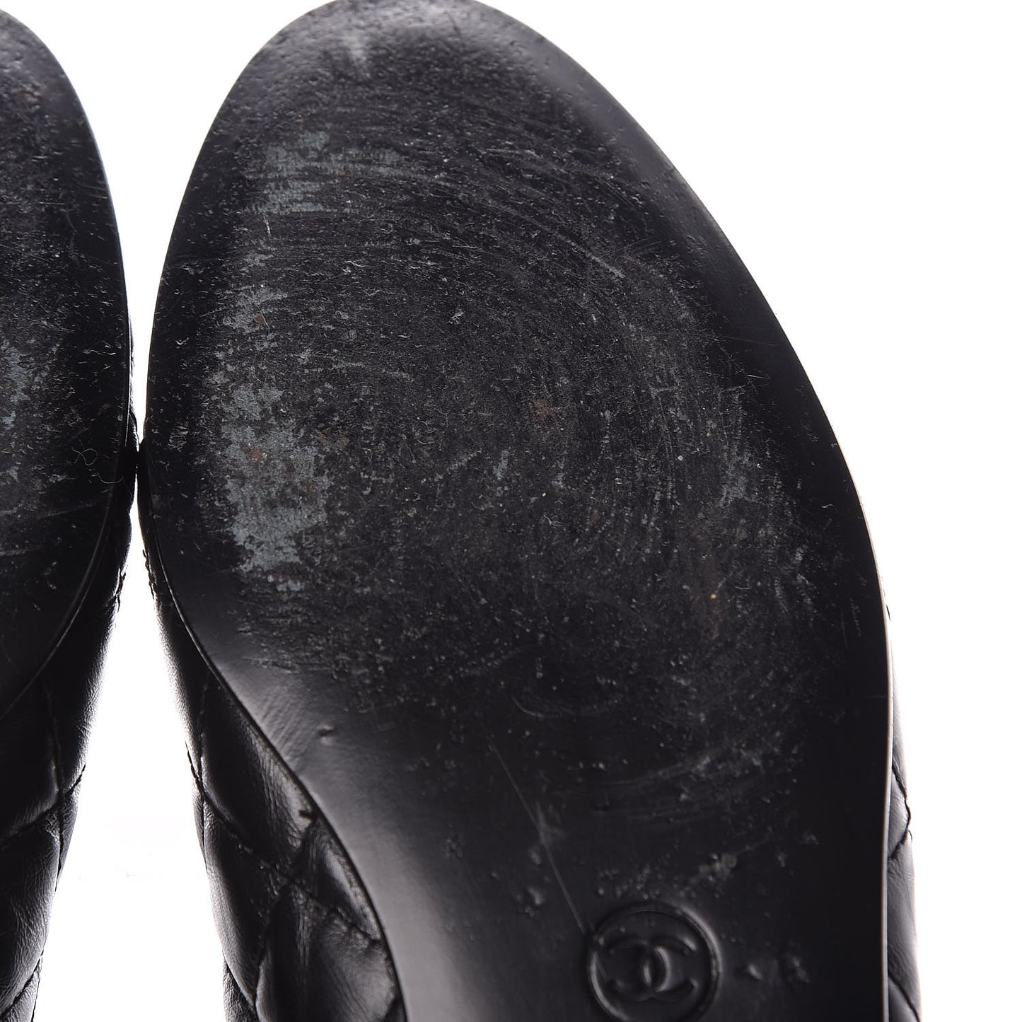 Aged Calfskin Quilted CC Cap Toe Ballerina Flats 40 Black