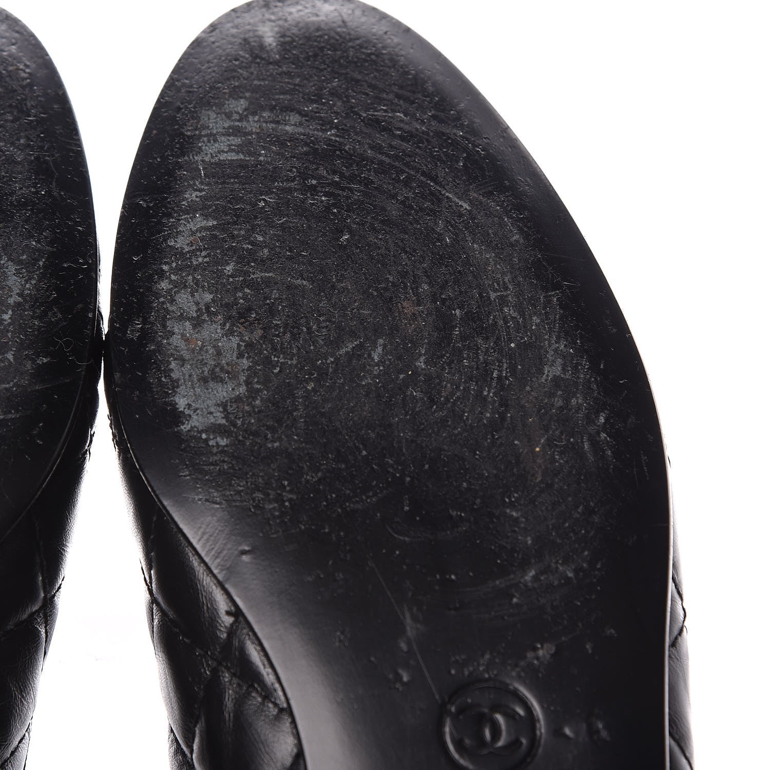 Chanel Aged Calfskin Quilted CC Cap Toe Ballerina Flats 40 Black 12 of 15