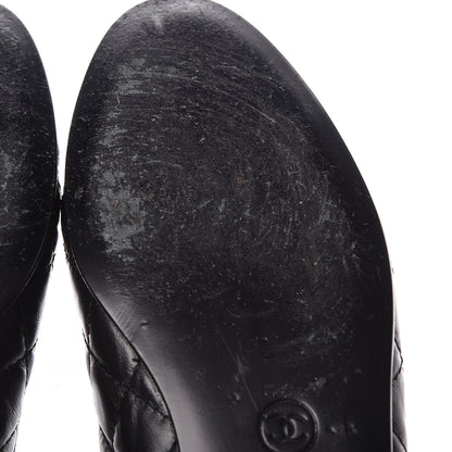 Chanel Aged Calfskin Quilted CC Cap Toe Ballerina Flats 40 Black 12 of 15