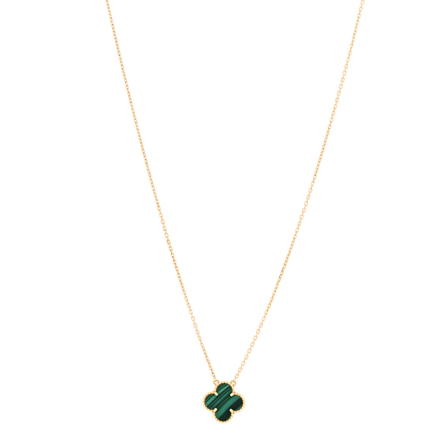 Van Cleef & Arpels 18K Yellow Gold Malachite Vintage Alhambra Pendant Necklace 1 of 6