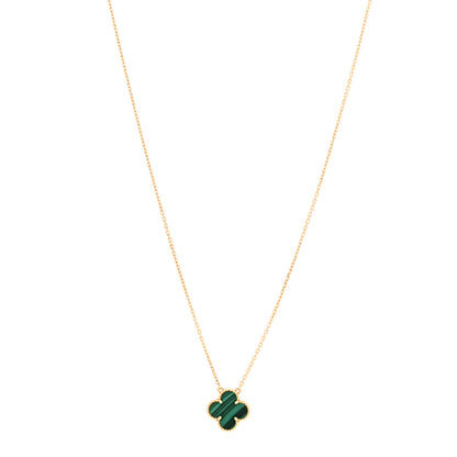Van Cleef & Arpels 18K Yellow Gold Malachite Vintage Alhambra Pendant Necklace 1 of 6