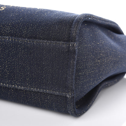 Chanel Lurex Canvas Small Deauville Tote Navy Blue Gold 9 of 10