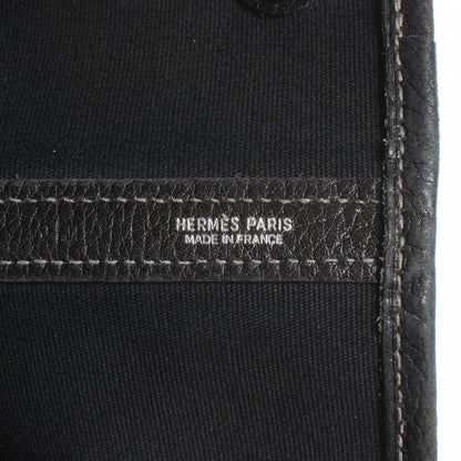 Hermes Toile Leather Garden Party MM Tote Black 5 of 7