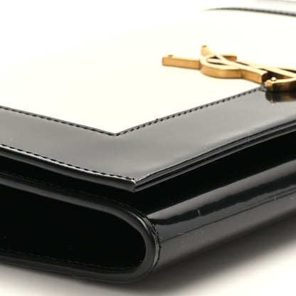 Saint Laurent Nappa Patent Calfskin Two-Toned Monogram Pouch Alabastro Black 8 of 9