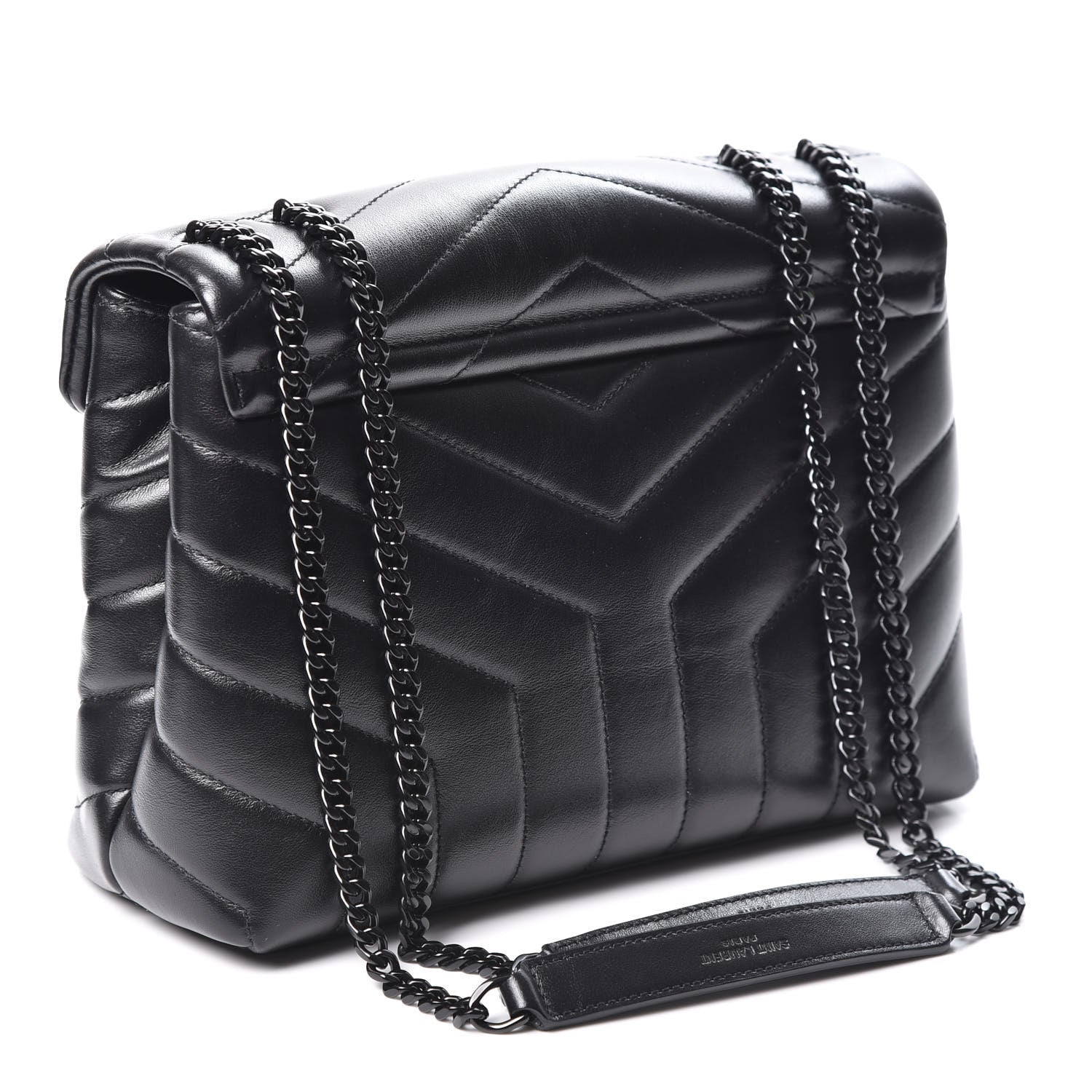 Saint Laurent Calfskin Y Quilted Monogram Small Loulou Chain Satchel Black 2 of 9