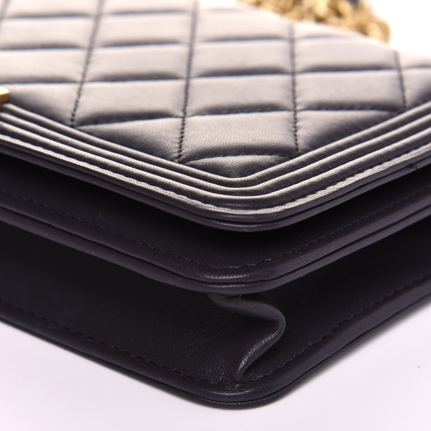 Chanel Lambskin Quilted Boy Wallet On Chain WOC Dark Grey 13 of 16