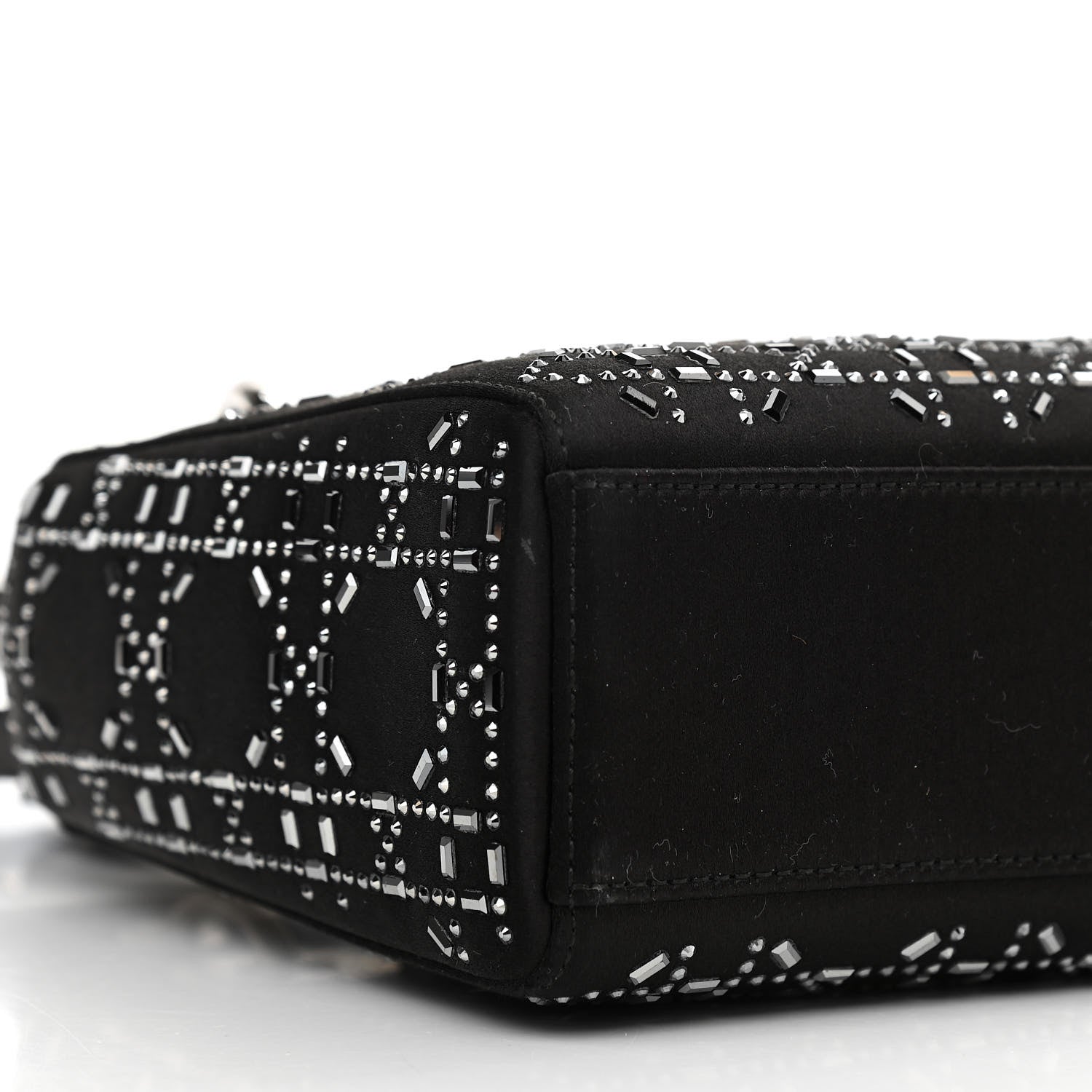 Christian Dior Satin Crystal Cannage Mini Lady Dior Black 6 of 9