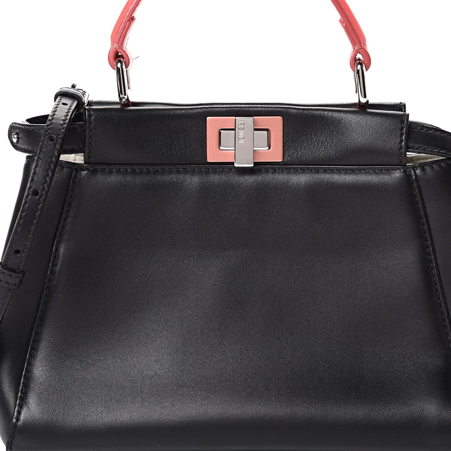 Nappa Colorblock Mini Peekaboo Iconic Satchel Black White Ecstasy