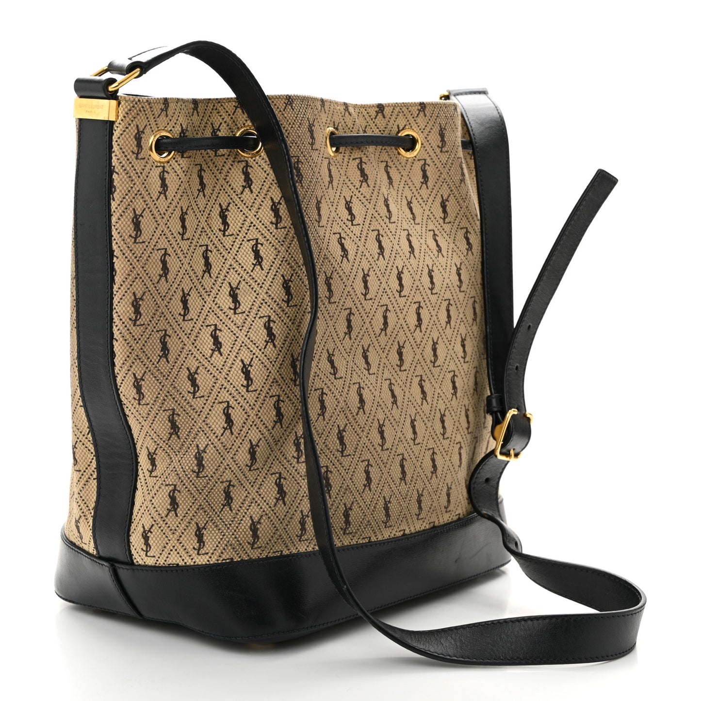 Canvas All-Over Monogram Bucket Bag Black