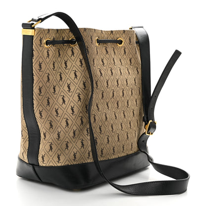 Saint Laurent Canvas All-Over Monogram Bucket Bag Black 3 of 11