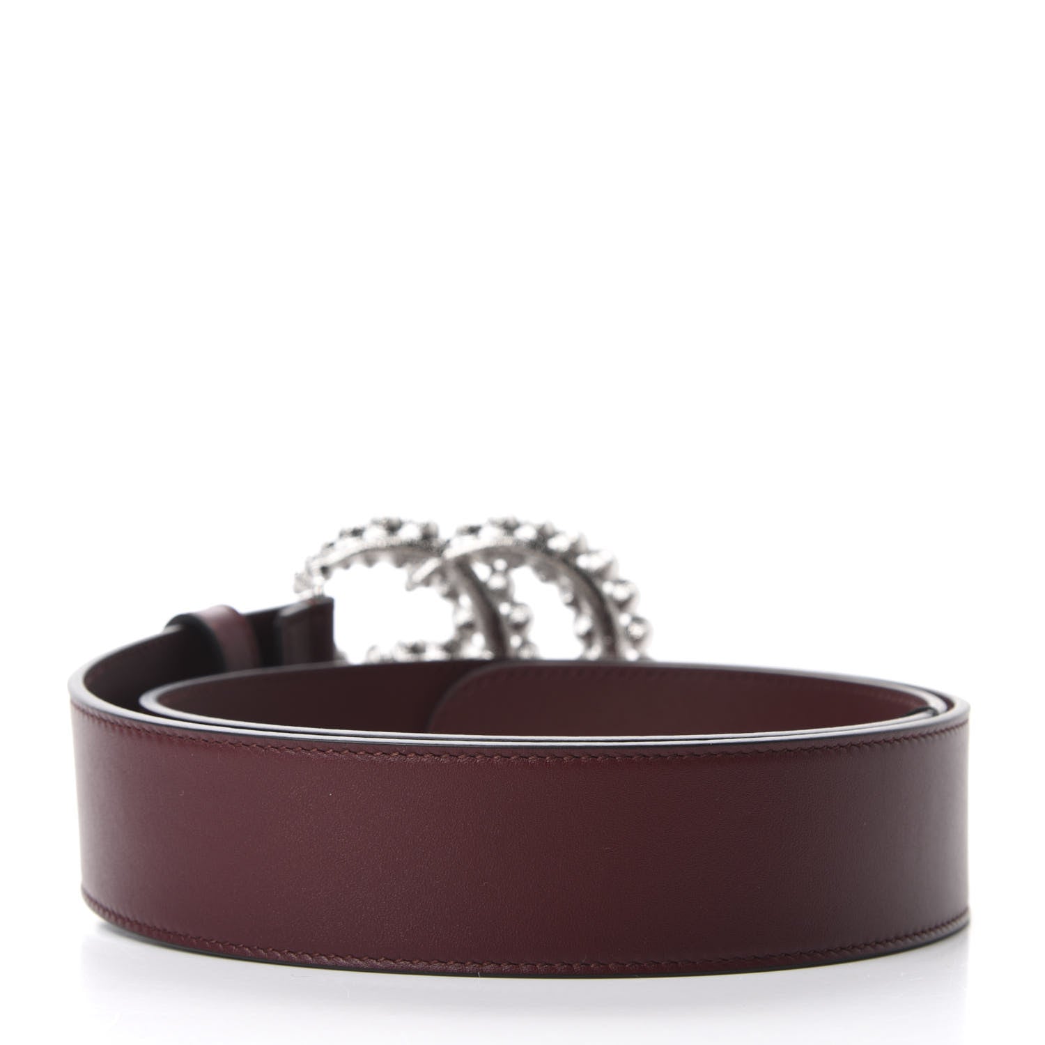 Gucci Calfskin Crystal Double G 40mm Belt 85 34 Vintage Bordeaux 2 of 4