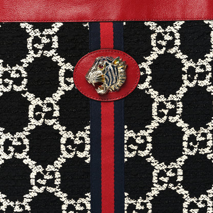 Gucci Tweed GG Monogram Large Rajah Chain Tote Romantic Cherry Black White 9 of 12