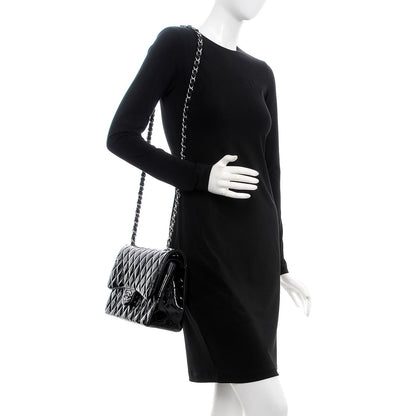 Chanel Patent Quilted Jumbo Double Flap Black 2 of 10