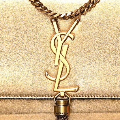 Saint Laurent Metallic Calfskin Small Classic Monogram Kate Tassel Satchel Gold 6 of 11