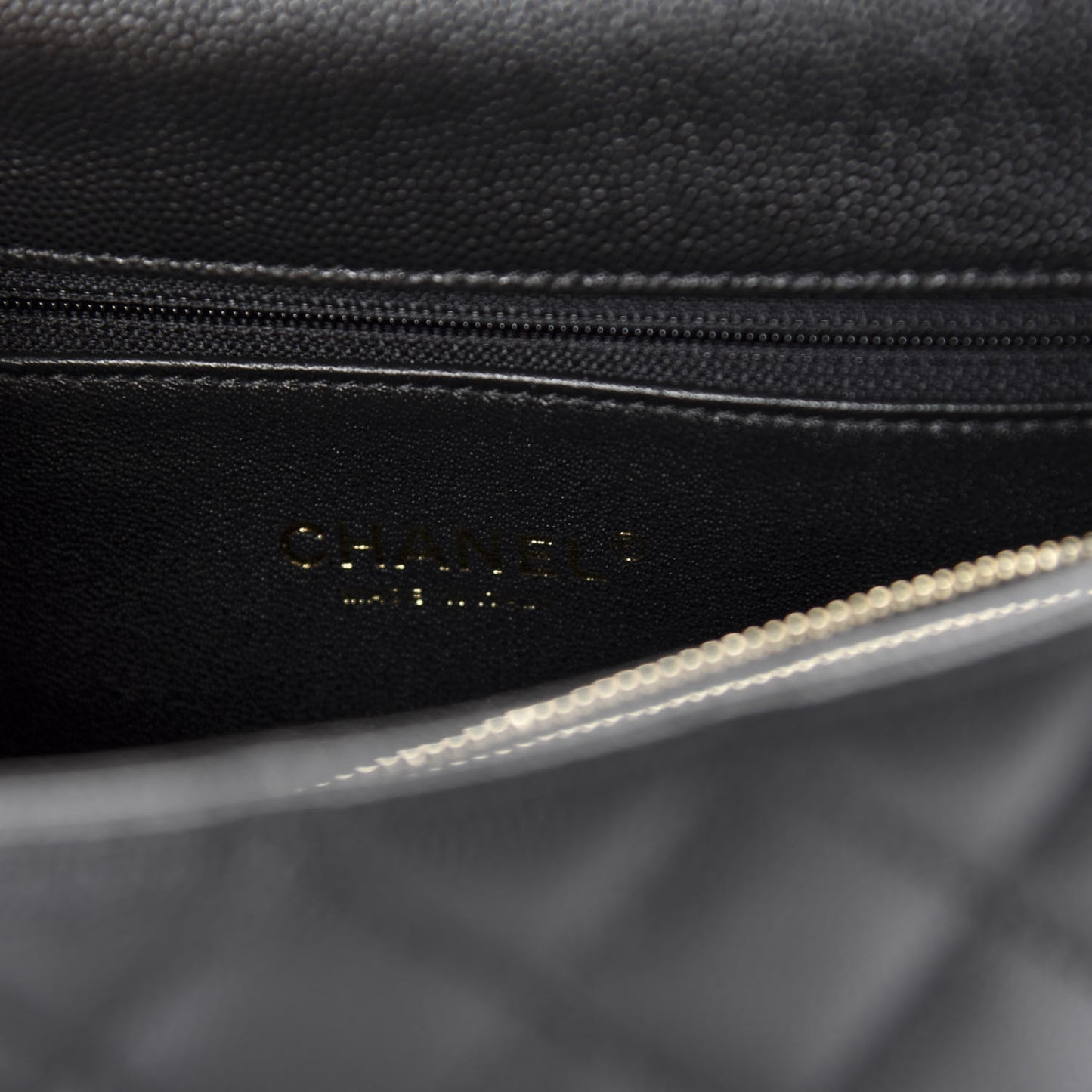 Caviar Elaphe Quilted Small Coco Handle Flap Black