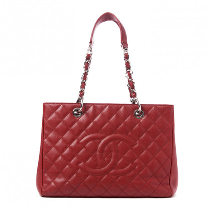 Chanel Caviar Quilted Grand Shopping Tote GST Red 1 of 9