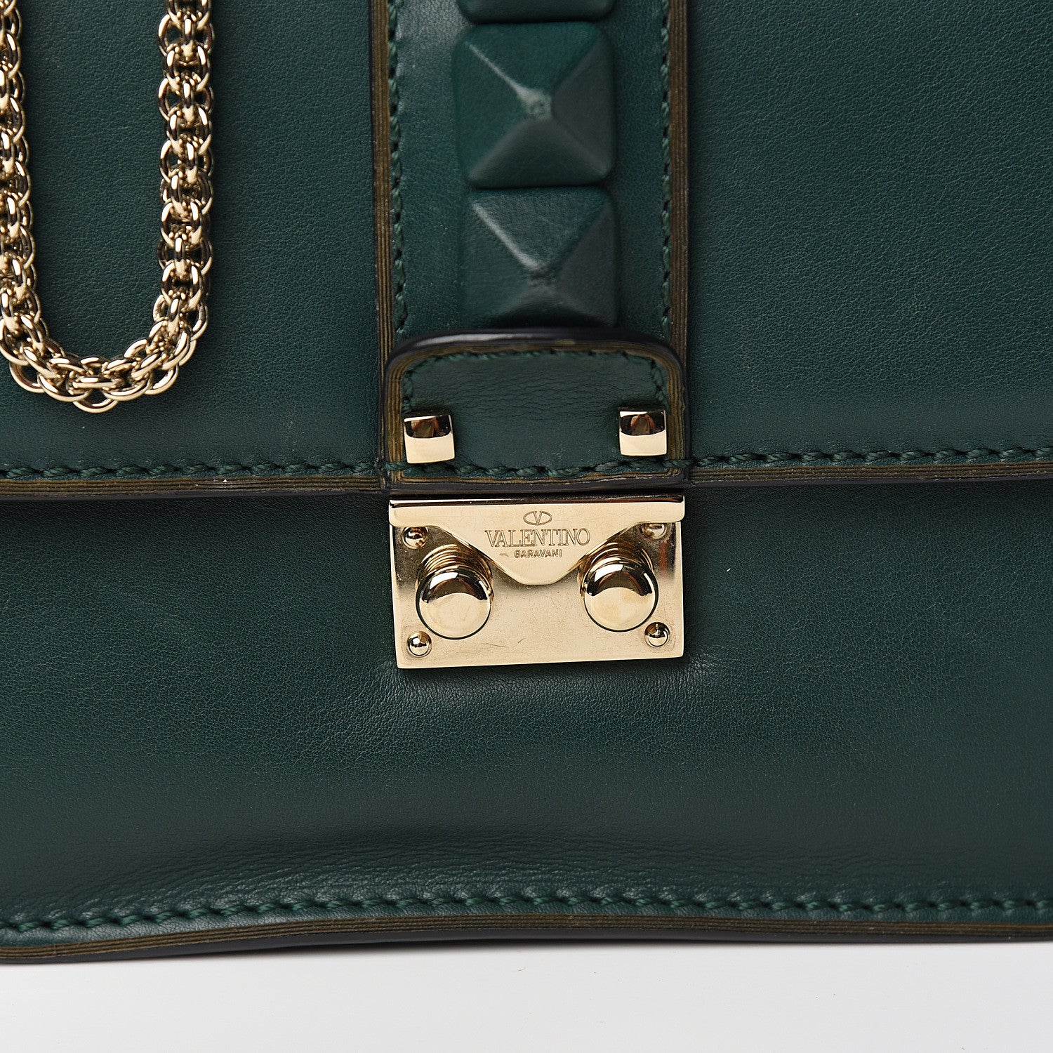 Valentino Garavani Vitello Small Glam Lock Rockstud Flap Light Emerald 8 of 8