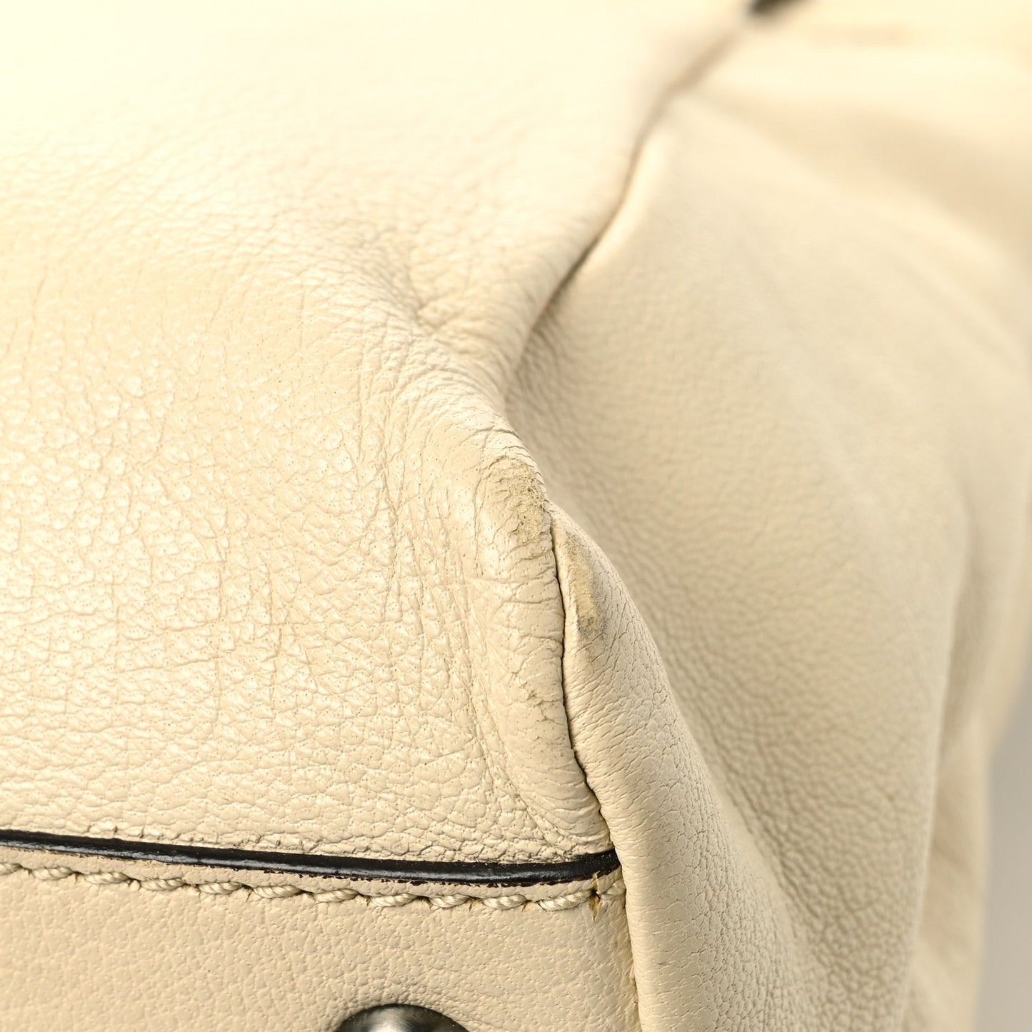 Goatskin Elaphe Medium Peekaboo Iconic Satchel Latte Natural