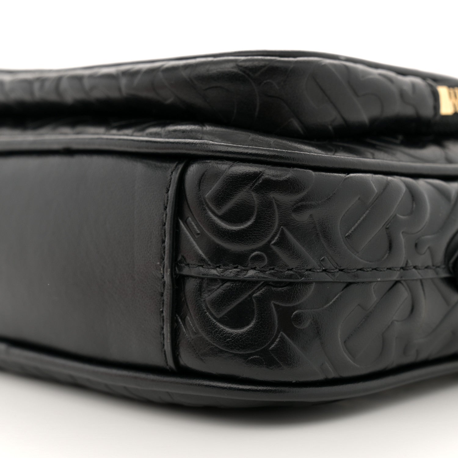 Burberry Calfskin Embossed Monogram Camera Chain Bag Black 10 of 12
