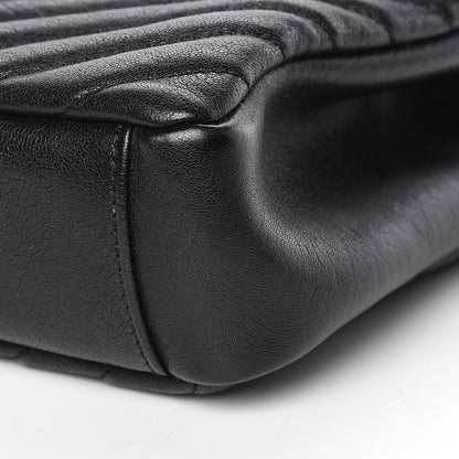 Saint Laurent Sheepskin Matelasse Chevron Monogram Medium Pins College Bag Black 9 of 11