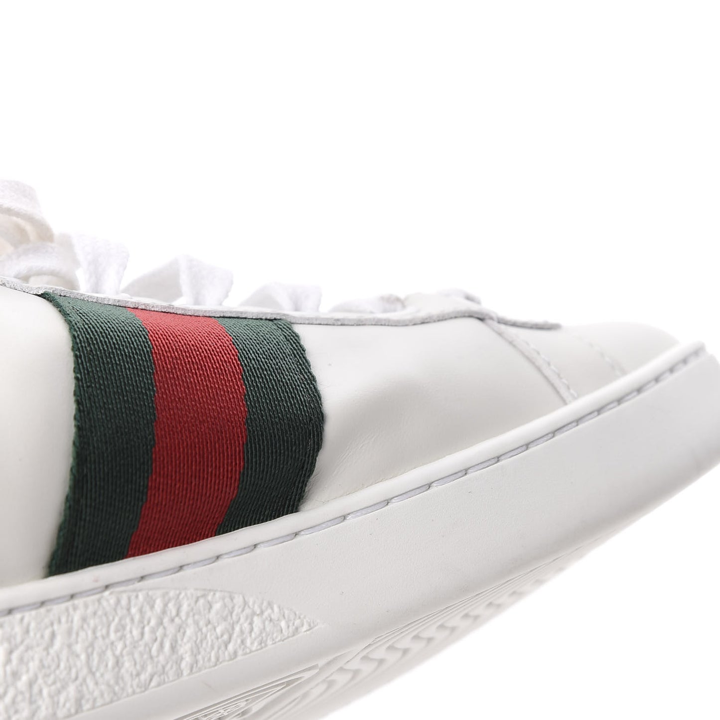 Calfskin Web Pearl Studded Womens Ace Sneakers 38 White