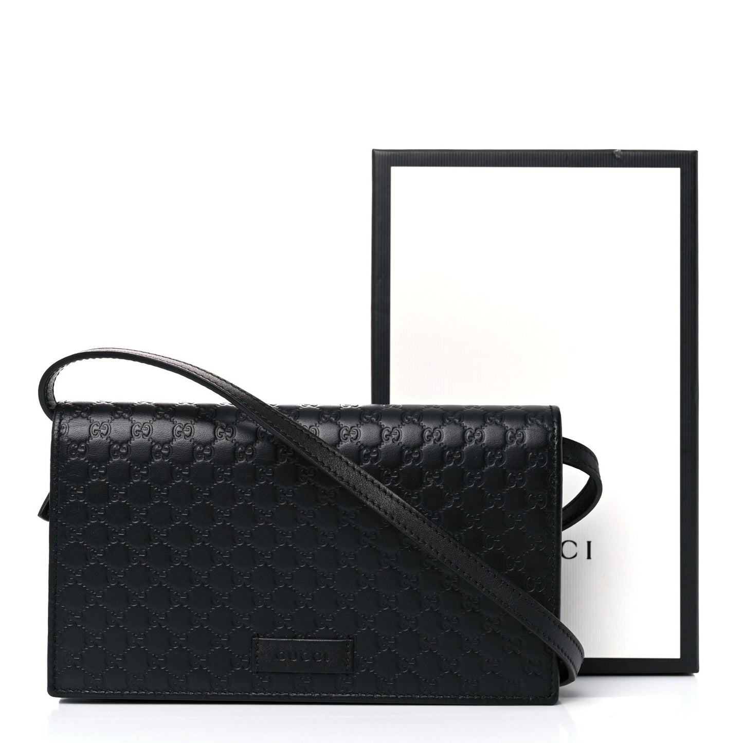 Microguccissima Crossbody Wallet Black