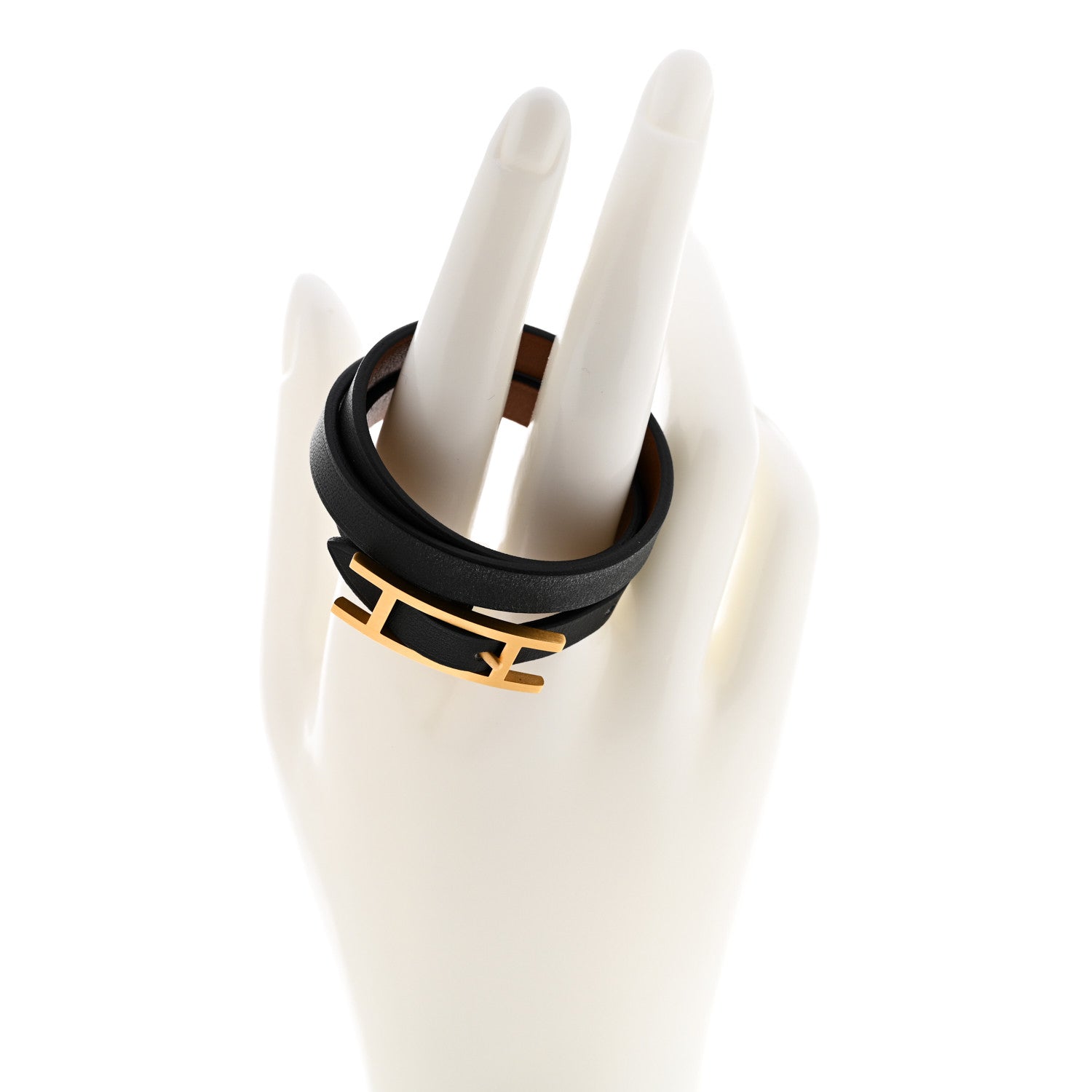 Hermes Chamonix Hapi 3MM Triple Tour Wrap Bracelet T6 Black 2 of 6