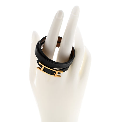 Hermes Chamonix Hapi 3MM Triple Tour Wrap Bracelet T6 Black 2 of 6