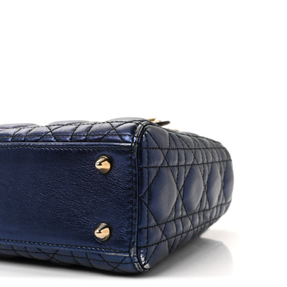 Christian Dior Metallic Lambskin Cannage Small My ABCDior Lady Dior Blue 9 of 9