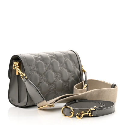 Gucci Calfskin GG Matelasse Small Flap Shoulder Bag Dusty Grey Natural 3 of 14