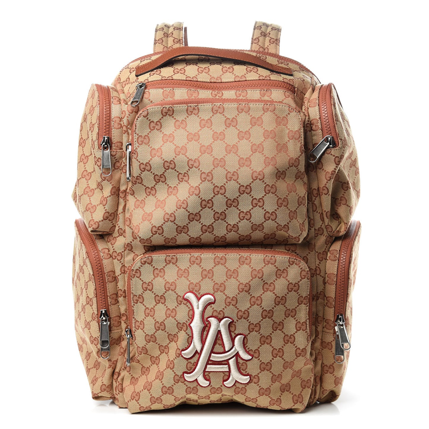 X MLB GG Monogram LA Dodgers Large Backpack Beige Ruggine Ivory
