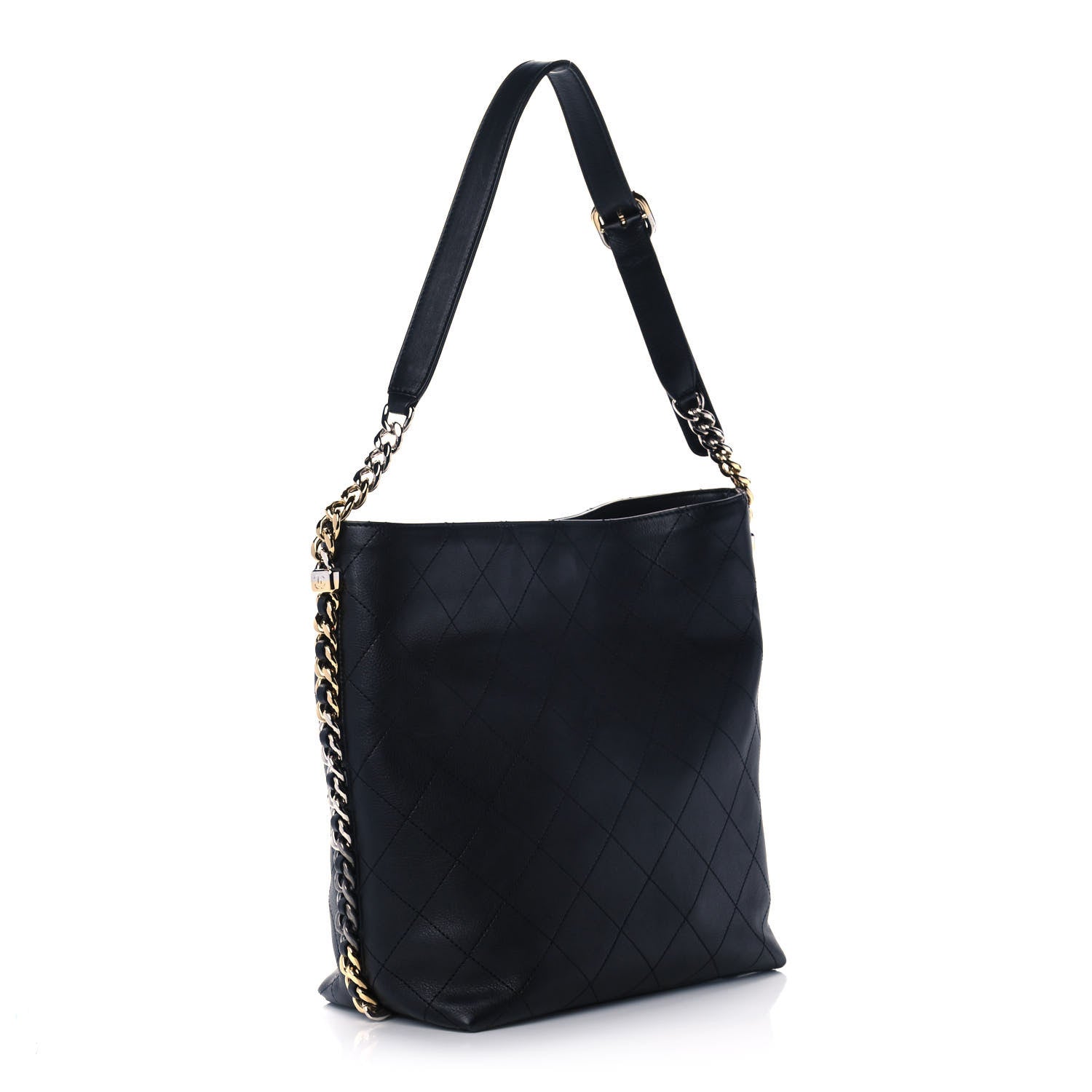 Chanel Calfskin Stitched Precious Union Hobo Bag Black 3 of 10