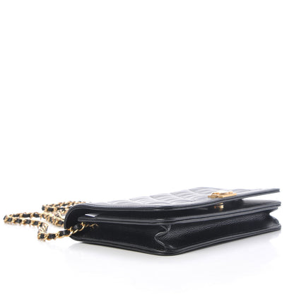 Chanel Caviar Quilted Boy Wallet On Chain WOC Black 4 of 9