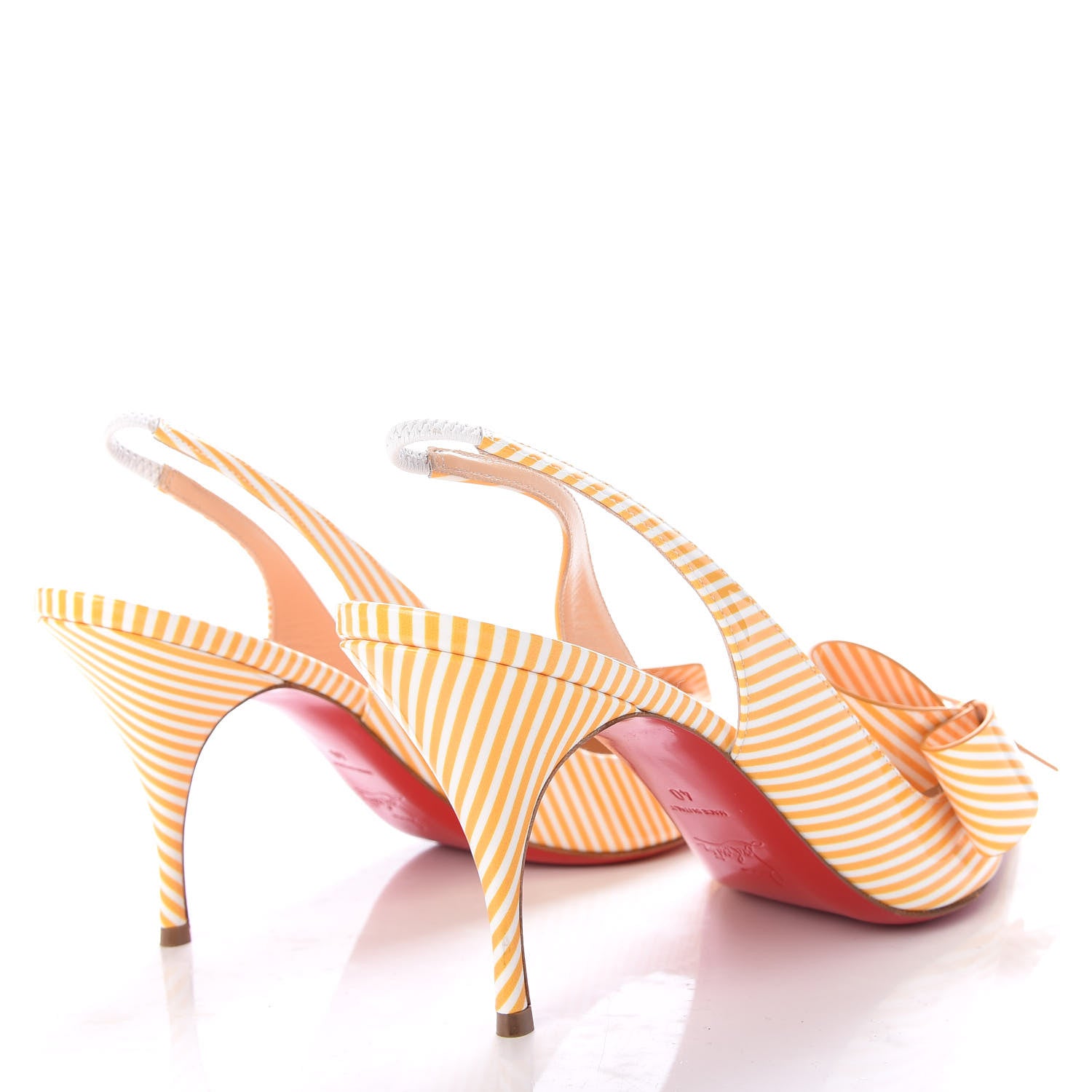 Christian Louboutin Patent Stripes Clare Nodo 80 Pumps 40 Banana White 4 of 8