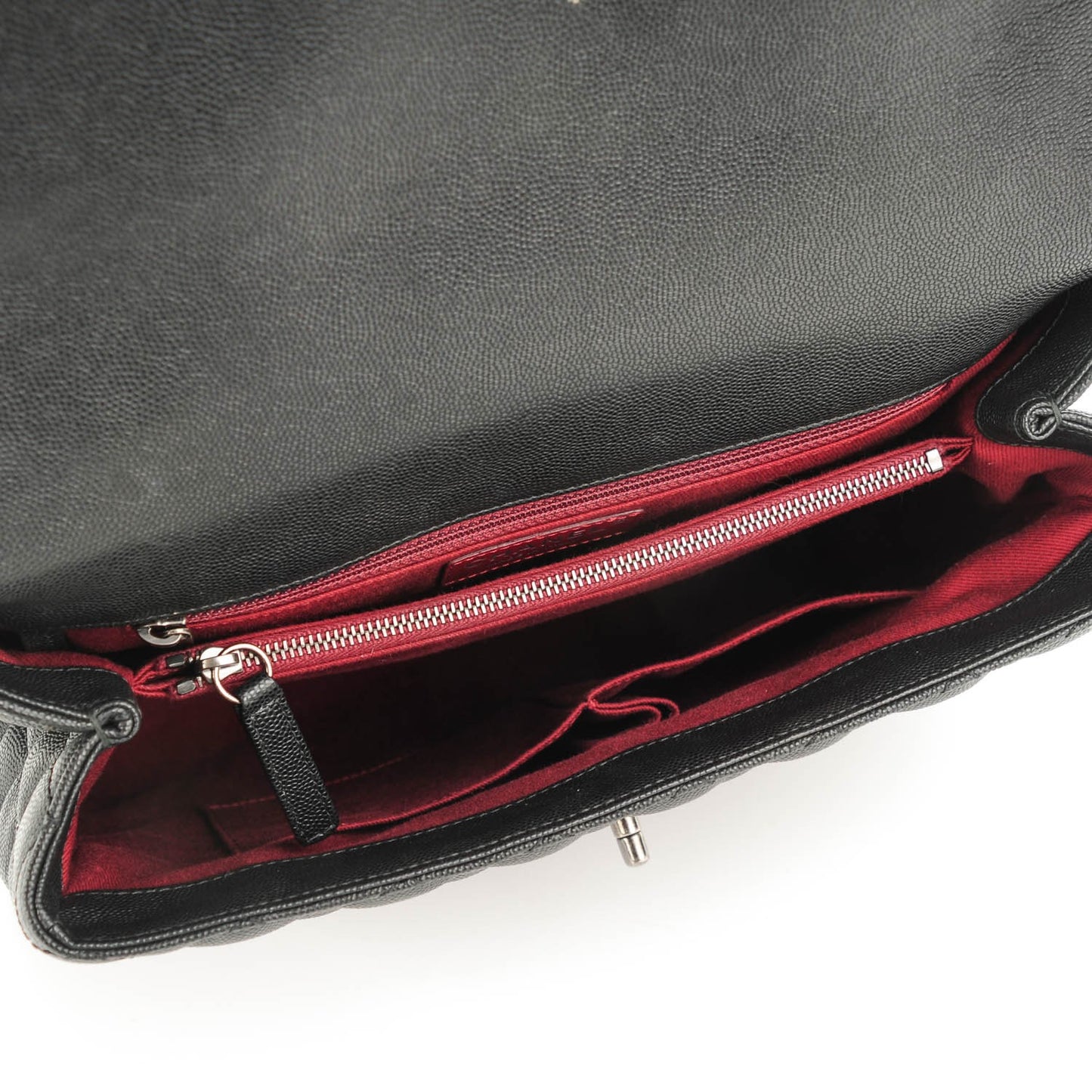 Caviar Quilted Large Coco Handle Flap Black