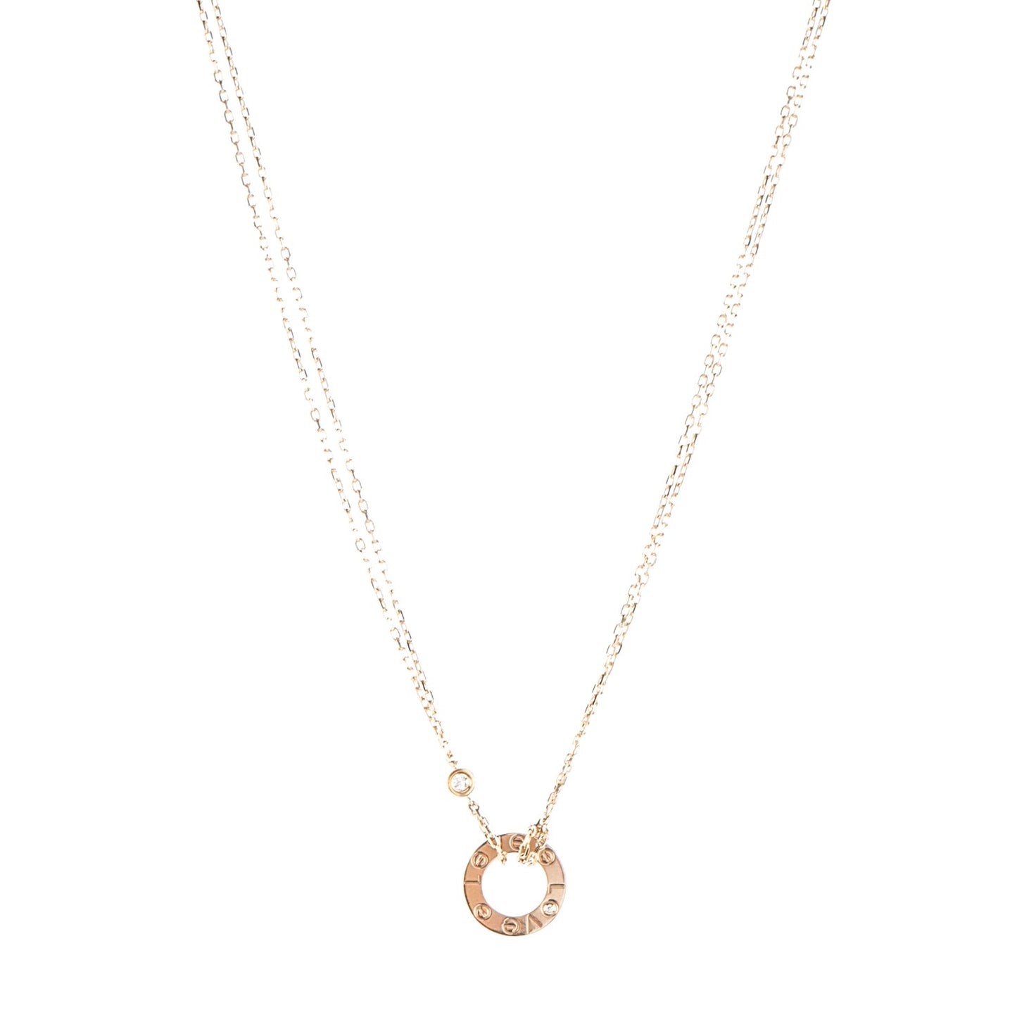 18K Yellow Gold 2 Diamond LOVE Necklace