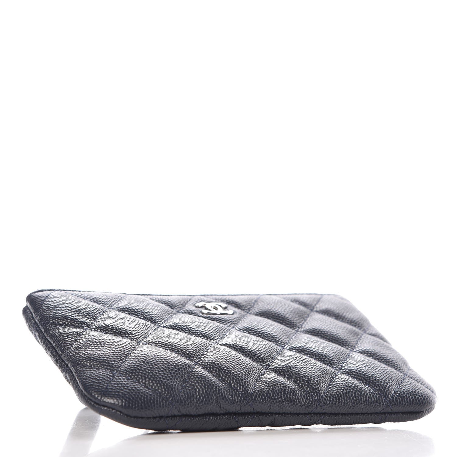 Chanel Metallic Caviar Quilted Small Cosmetic Case Dark Blue 4 of 8