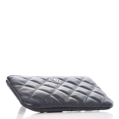 Chanel Metallic Caviar Quilted Small Cosmetic Case Dark Blue 4 of 8