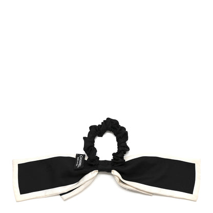 Chanel Silk Hair Tie Black Ivory 2 of 4