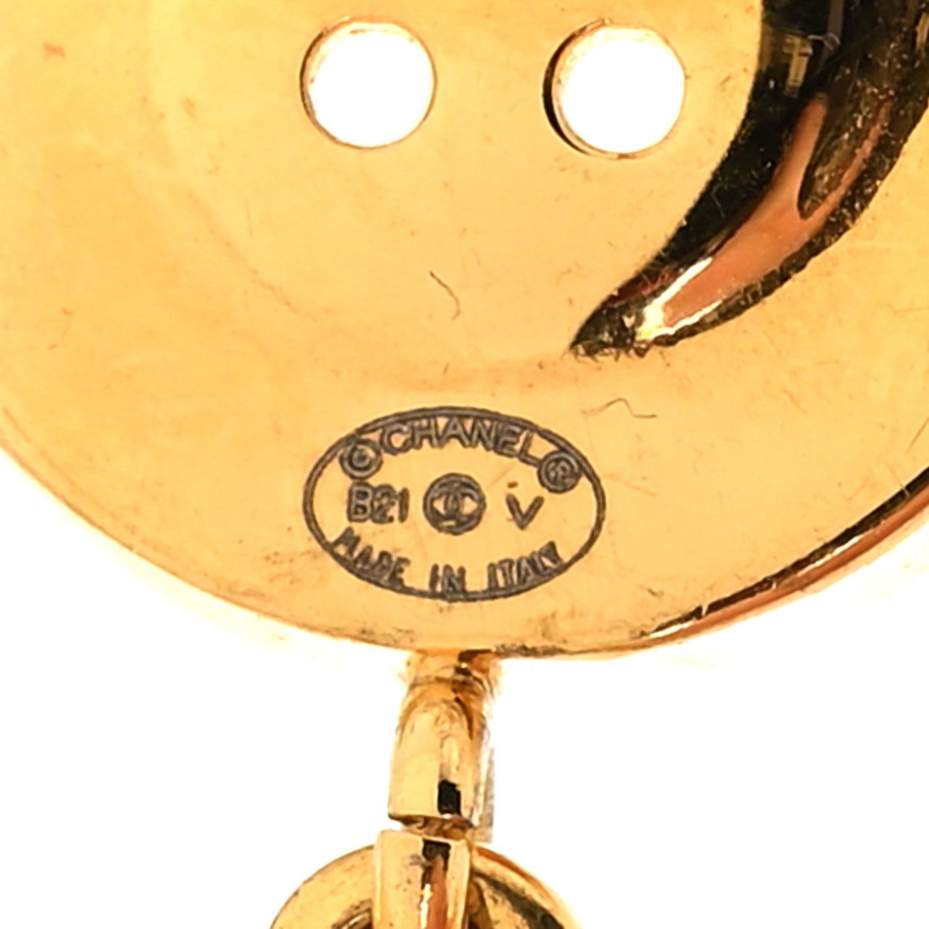 Metal Large Paris Button Earrings Gold