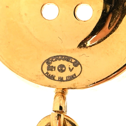 Chanel Metal Large Paris Button Earrings Gold 4 of 4