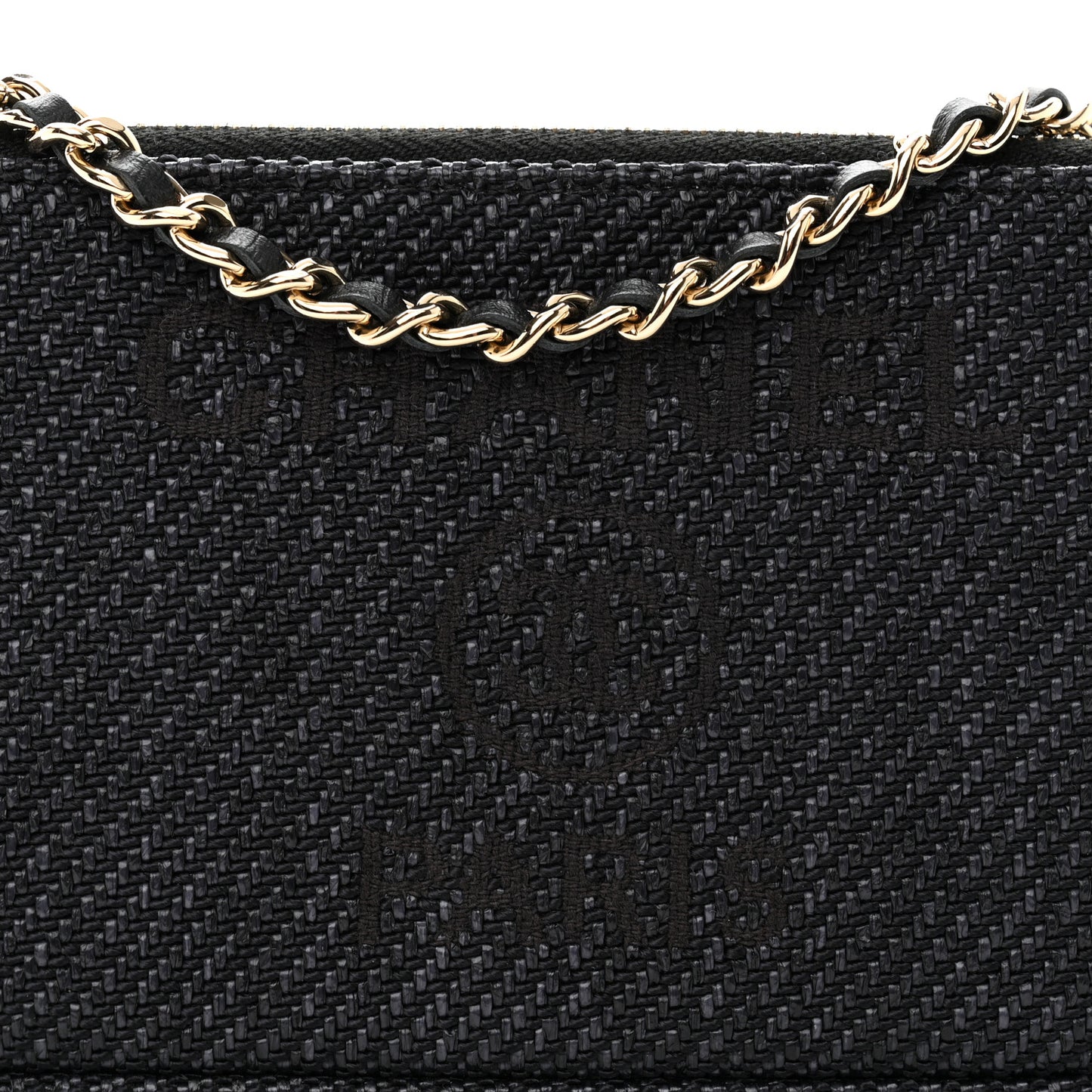 Lurex Straw Small Deauville Clutch With Chain Blue