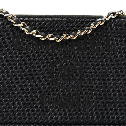 Chanel Lurex Straw Small Deauville Clutch With Chain Blue 11 of 14
