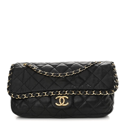 Chanel Crumpled Calfskin Quilted Large Chain All Over Flap Bag Black 1 of 11