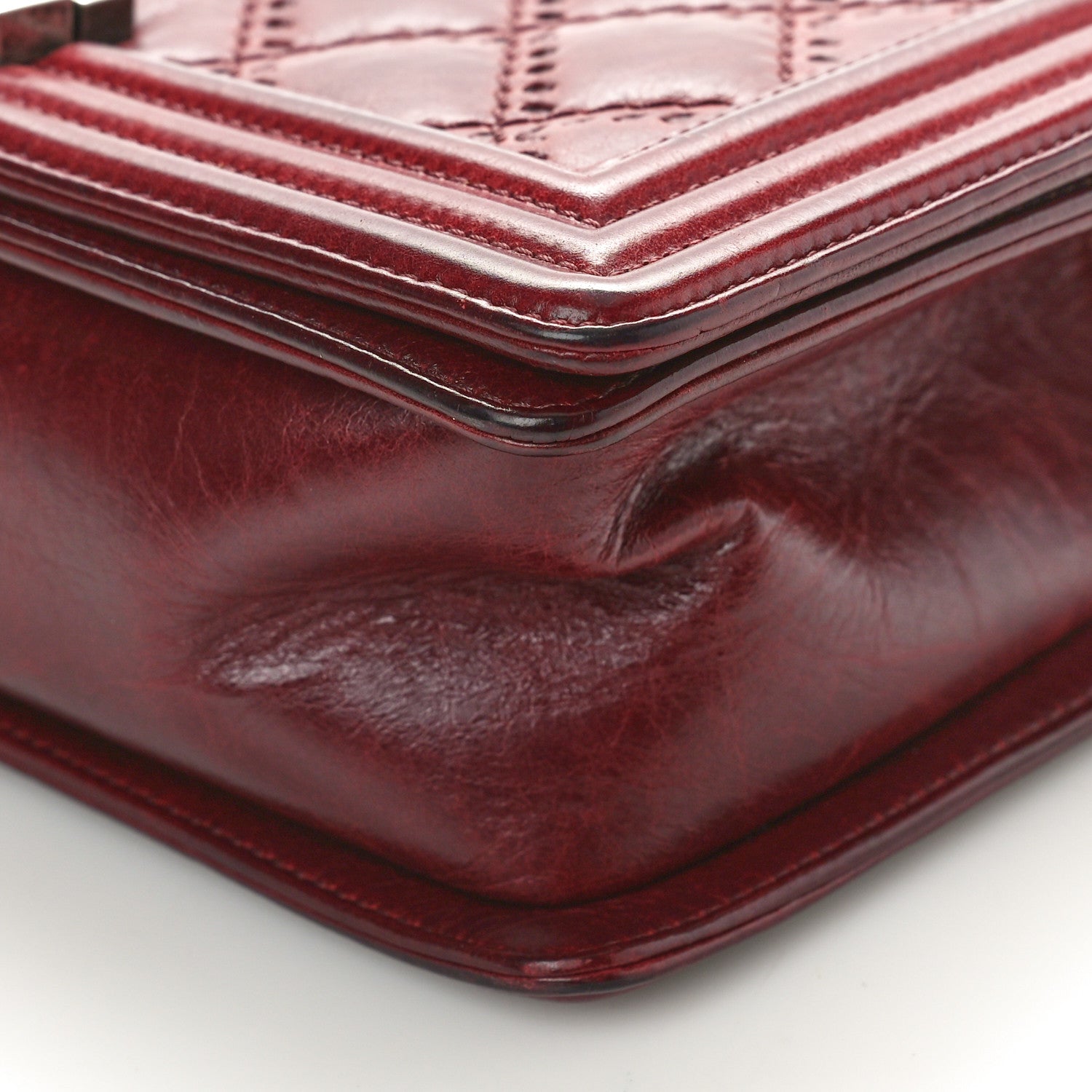 Chanel Calfskin Quilted Double Stitched Medium Boy Flap Burgundy 10 of 11