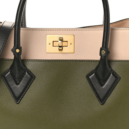 Louis Vuitton Calfskin Monogram On My Side MM Laurier Green Toffee Latte Beige 7 of 9